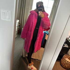 Chic Hot Pink Faux Fur Coat